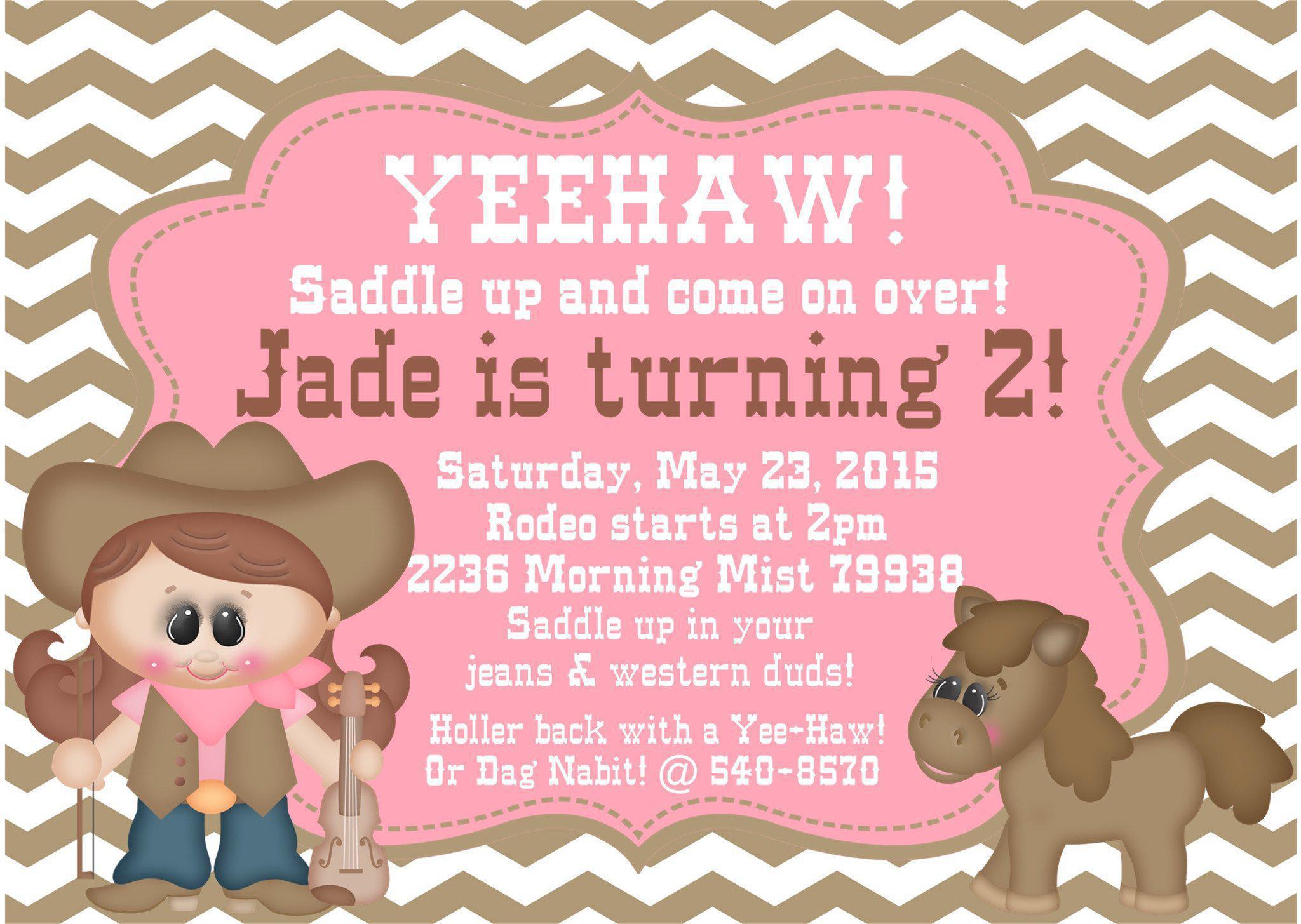 Cowgirl Birthday Party Invitations