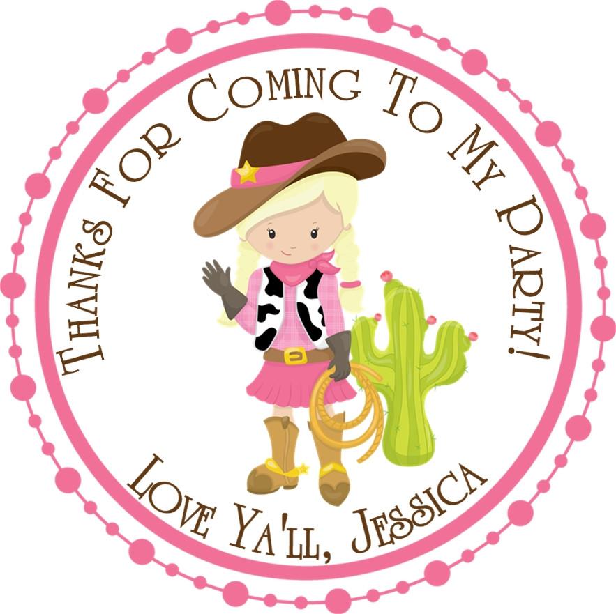 Cowgirl Birthday Party Stickers