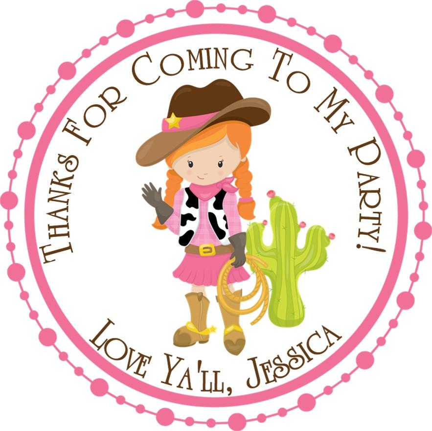 Cowgirl Birthday Party Stickers