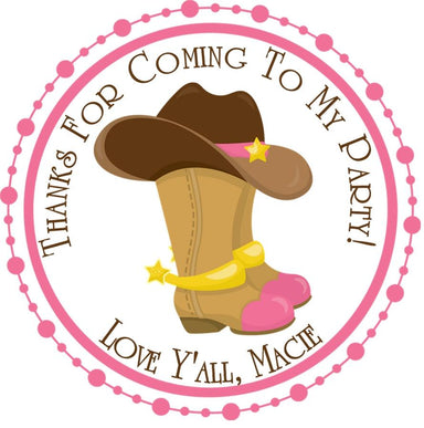 Cowgirl Birthday Party Stickers