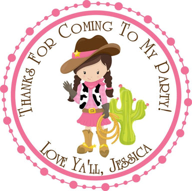 Cowgirl Birthday Party Stickers