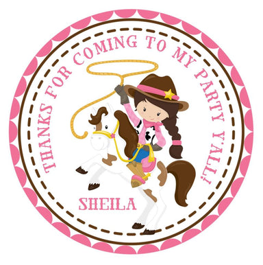 Cowgirl Birthday Party Stickers