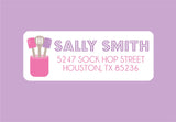 Custom baking return address labels with pastel utensil design