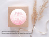 Custom blush ombre Sweet 16 party sticker