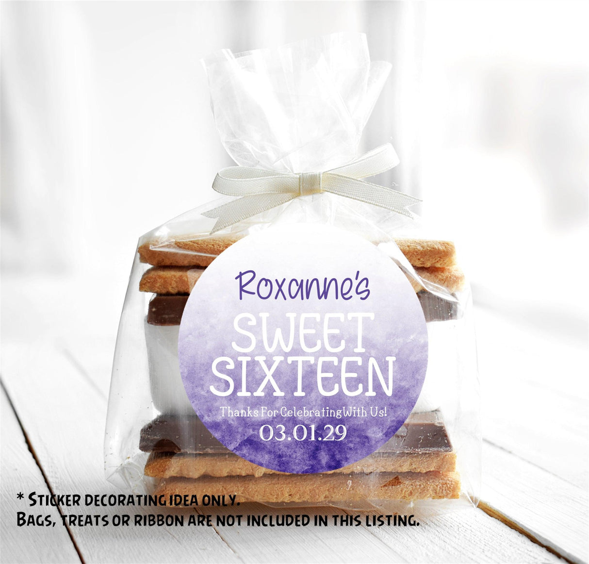Custom purple ombre Sweet 16 party sticker