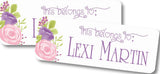 Custom student name label with pastel flower design