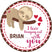 Cute brown sloth hanging with hearts kids Valentine label