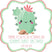 Cute cactus baby shower sticker with pot and soft boho design