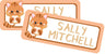 Cute kitten school supply label in warm orange colors