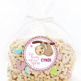 Cute sloth Valentine favor sticker for kids
