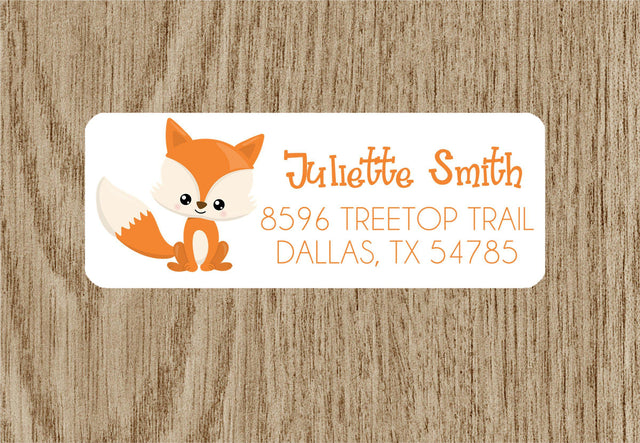 Cute woodland fox address labels with fox design