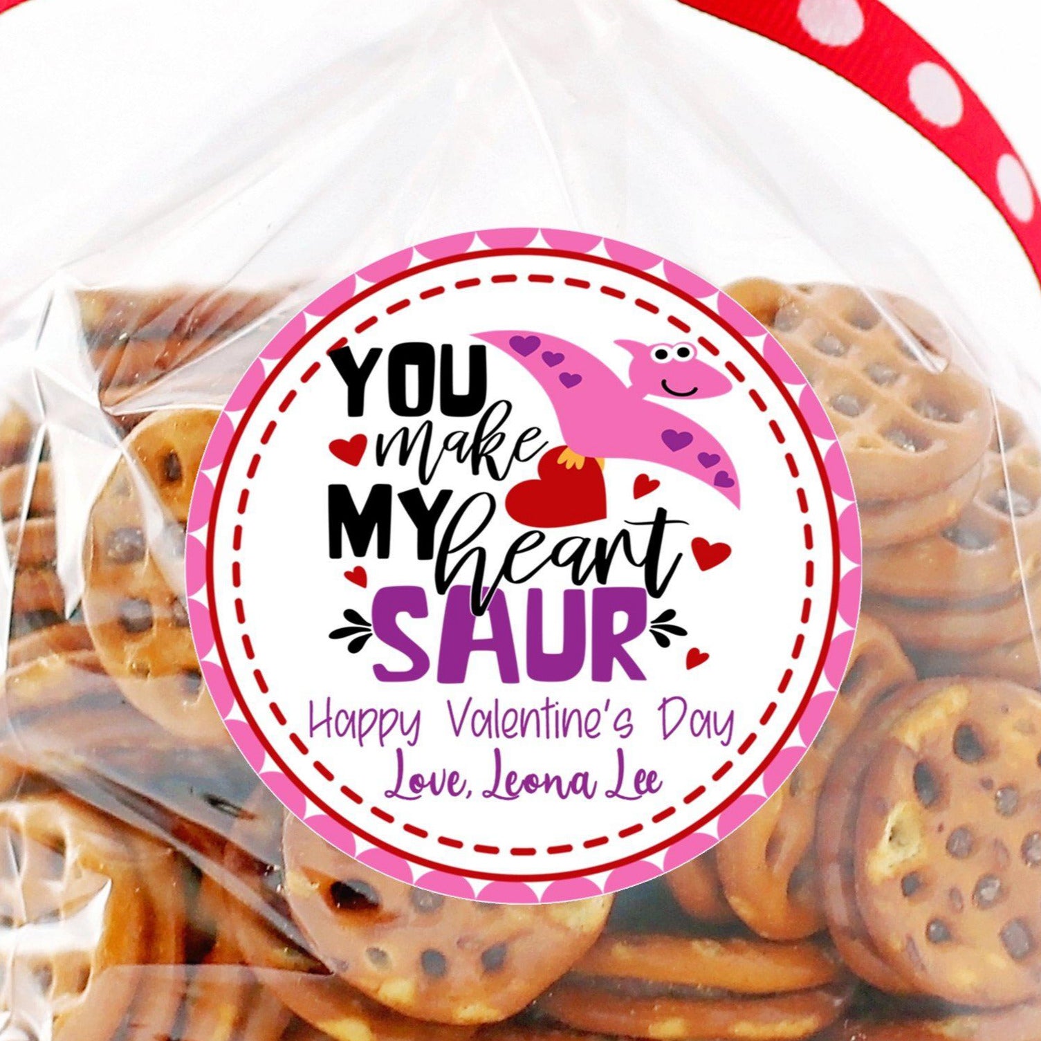 Dinosaur Valentine's Day Stickers