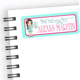 Dreamcatcher girl back to school name label with pastel boho design