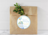 Drive-by baby shower thank you sticker for boys