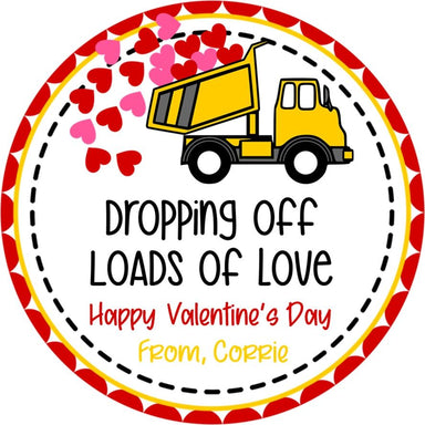 Dump Truck Valentine's Day Stickers