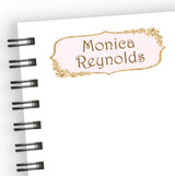 Elegant diamond frame personalized school supply label