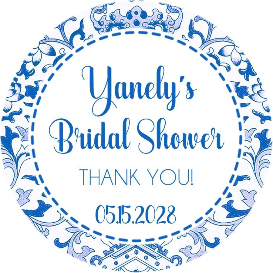Elegant porcelain style bridal shower favor labels