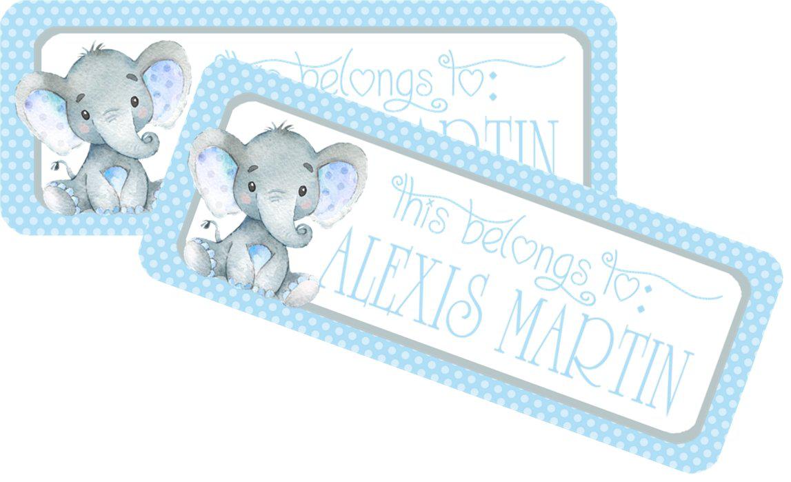 Elephant Back To School Supply Name Labels