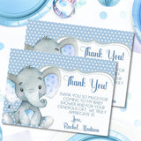 Elephant baby shower thank you note for boys