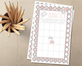 Elephant themed baby shower bingo game