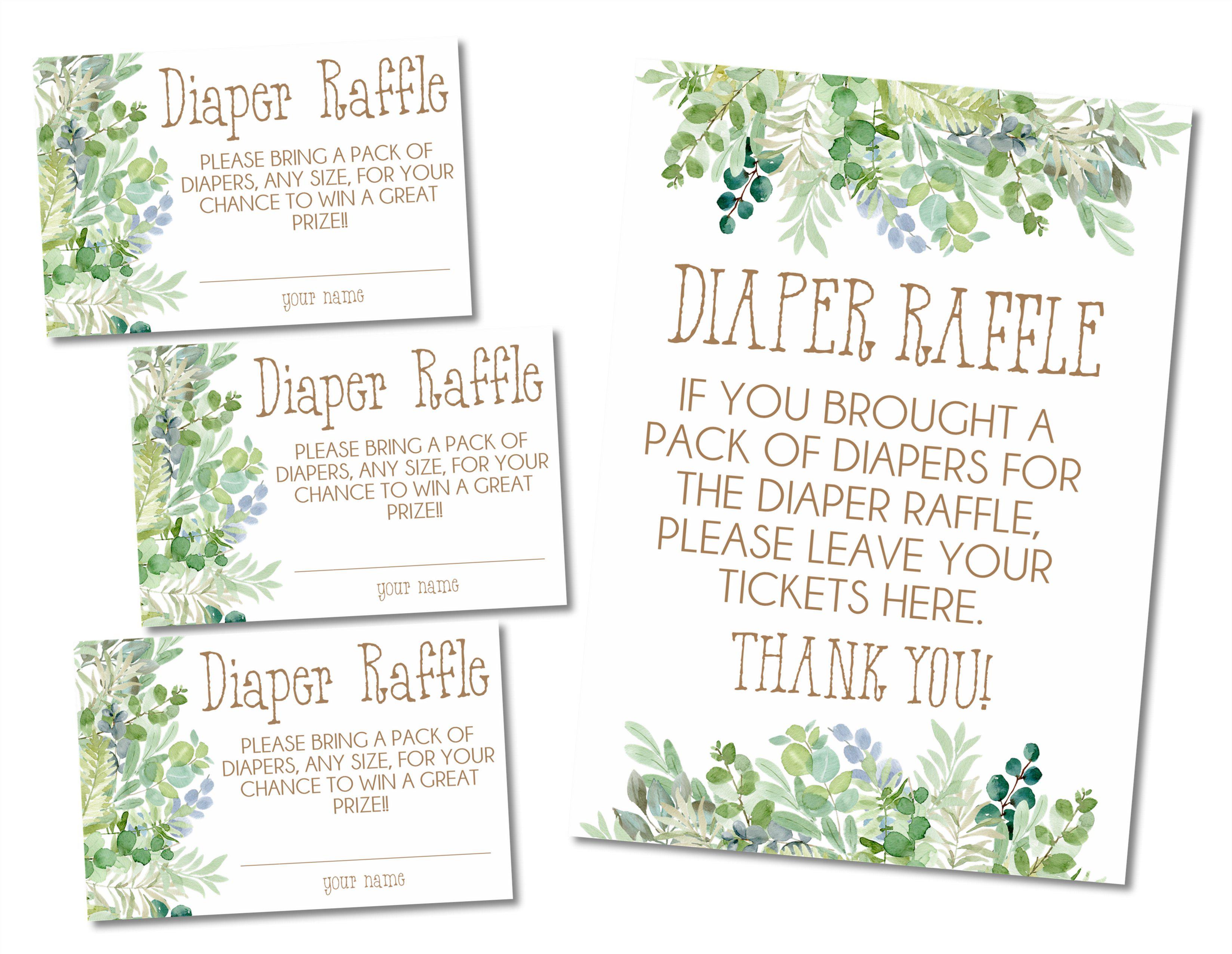 Eucalyptus Baby Diaper Raffle Tickets