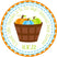 Fall pumpkin baby shower sticker with colorful pumpkin basket design