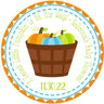 Fall pumpkin baby shower sticker with colorful pumpkin basket design