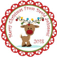 Festive reindeer holiday sticker personalized with name
