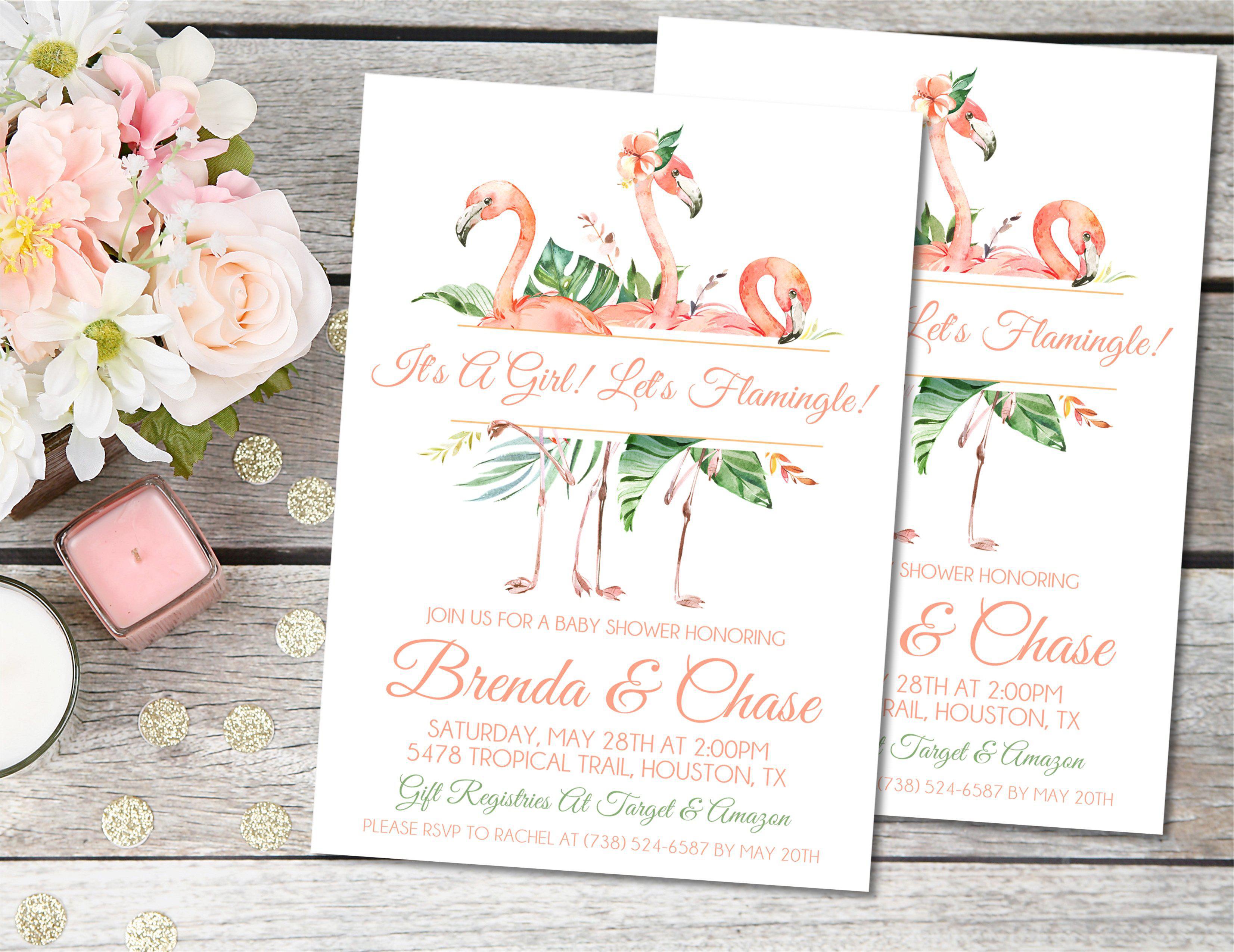 Flamingo Baby Shower Invitations