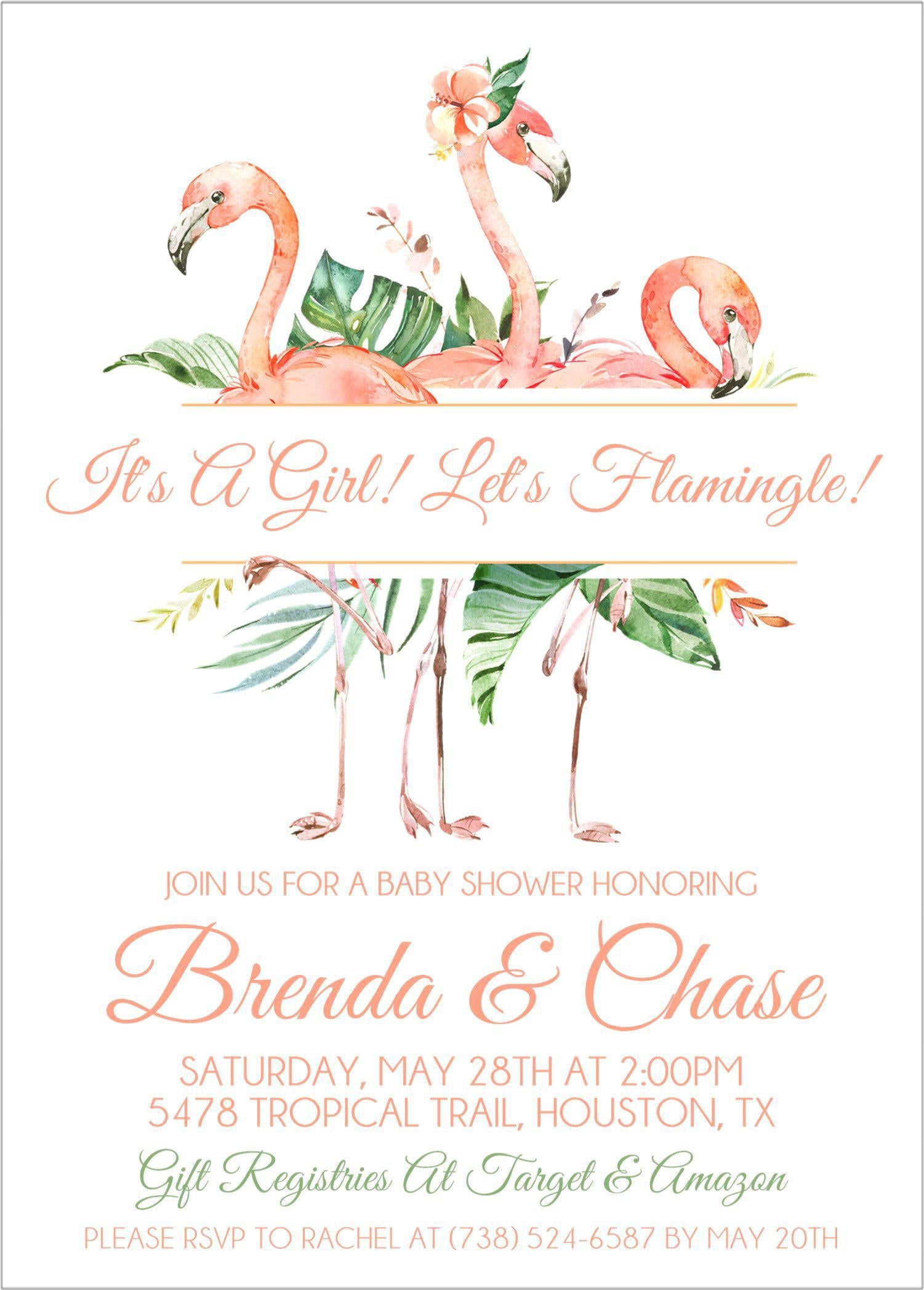 Flamingo Baby Shower Invitations