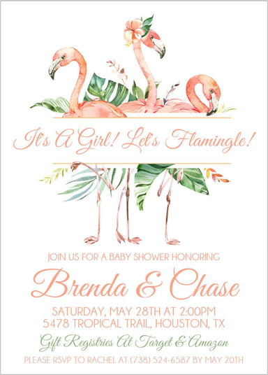 Flamingo Baby Shower Invitations