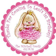 Floral bunny 1st birthday favor label