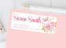 Floral butterfly address labels with pink roses