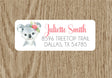 Floral koala address labels with personalized name and address