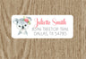 Floral koala address labels with personalized name and address