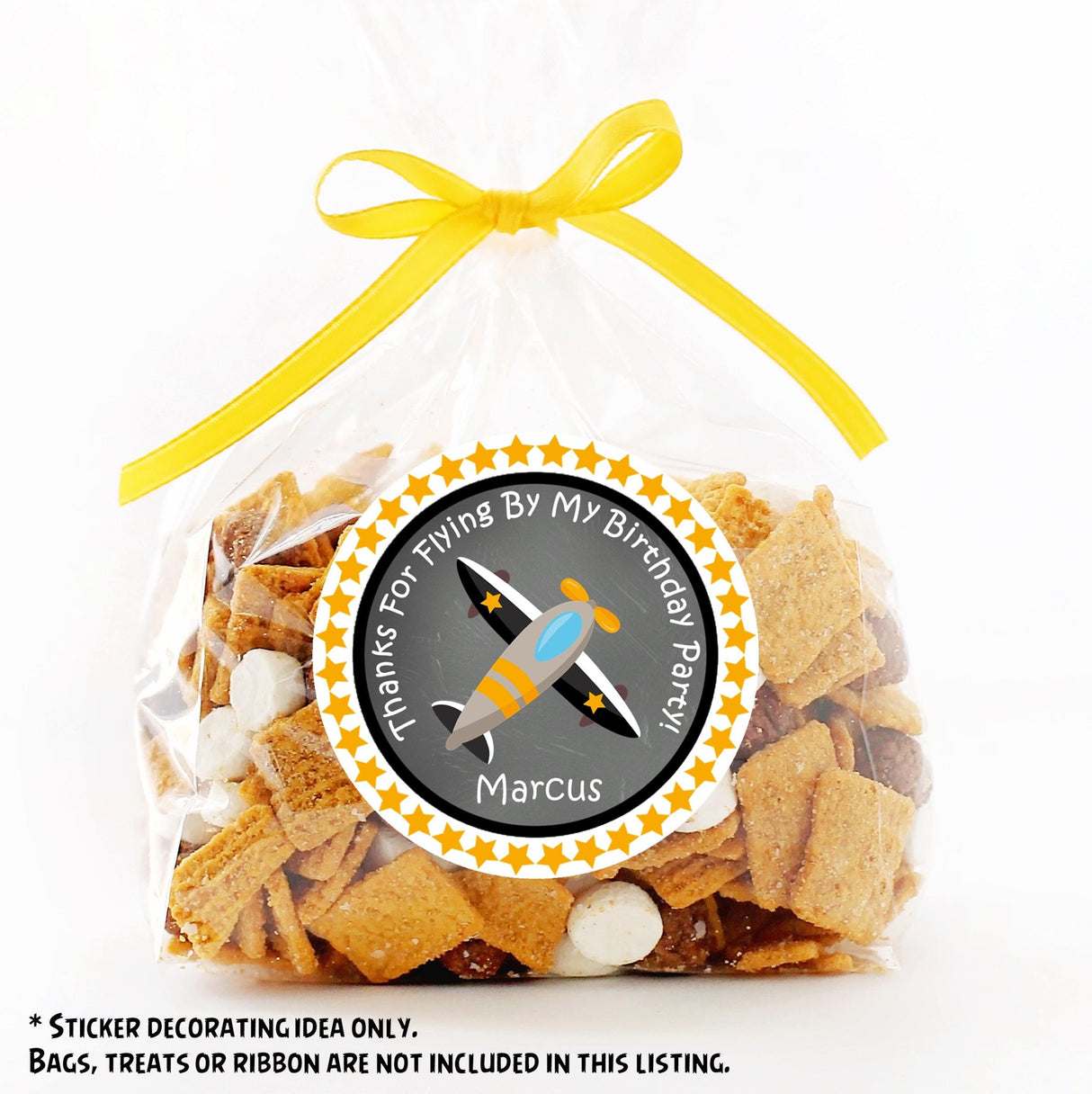 Flying theme birthday favor sticker