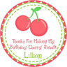 Fruit-themed cherry party favor label design
