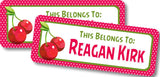 Fruit themed cherry school supply name sticker