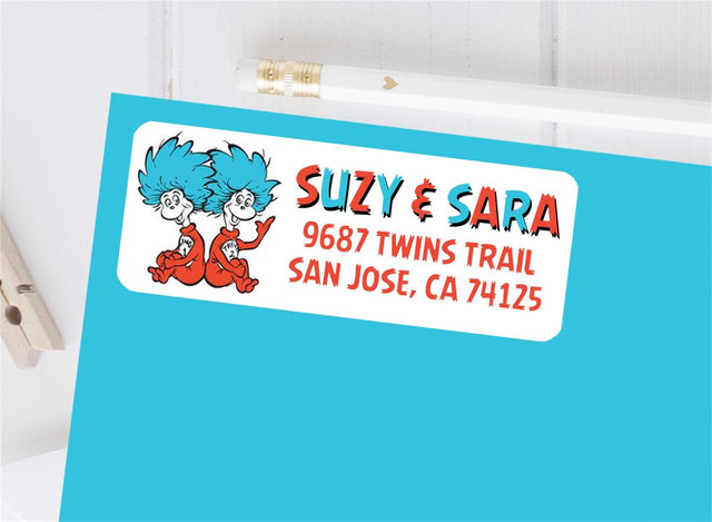 Fun twin themed address labels