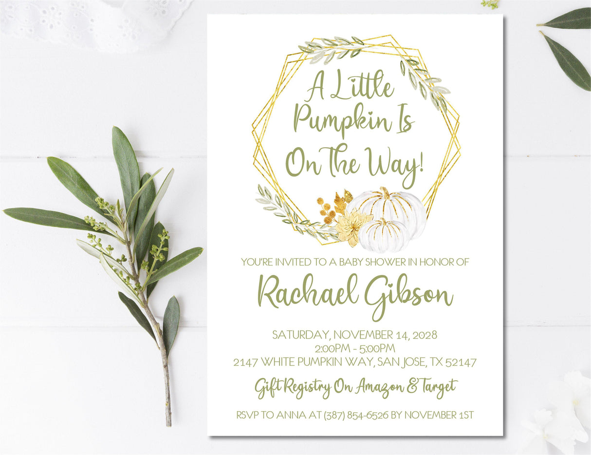 Gender Neutral Fall Pumpkin Fall Baby Shower Invitations