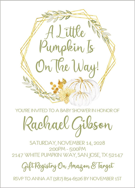 Gender Neutral Fall Pumpkin Fall Baby Shower Invitations