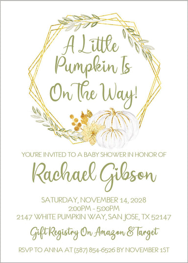 Gender Neutral Fall Pumpkin Fall Baby Shower Invitations