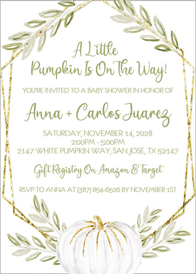 Gender Neutral Fall Pumpkin Fall Baby Shower Invitations