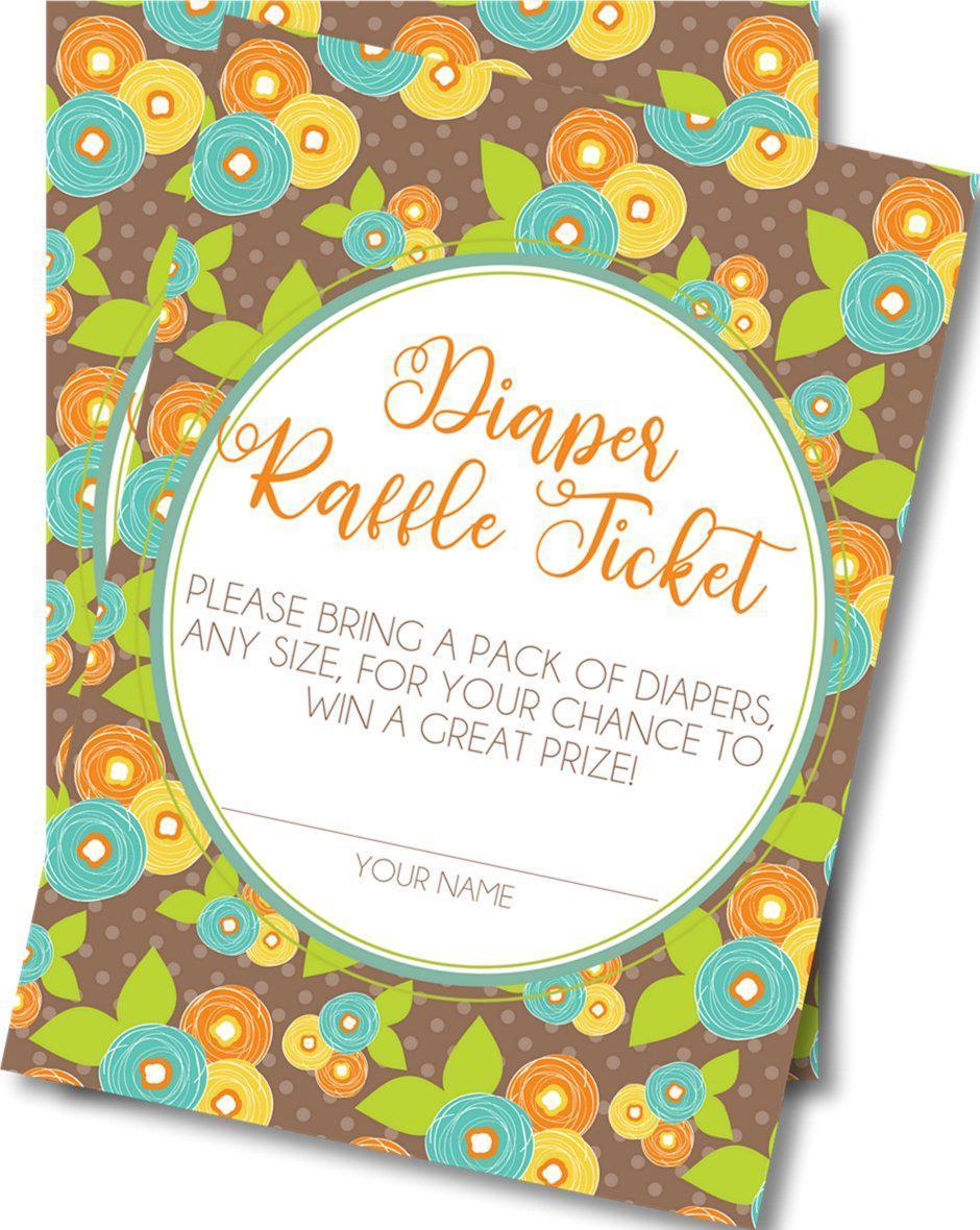 Gender Neutral Floral Diaper Raffle Tickets