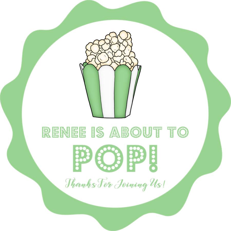 Gender Neutral Green Popcorn Baby Shower Stickers