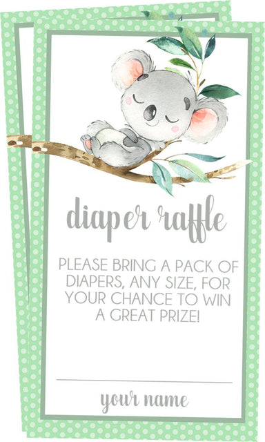 Gender Neutral Koala Diaper Raffle Tickets