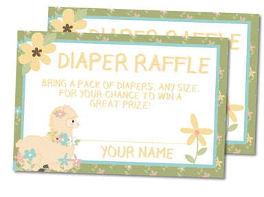 Gender Neutral Llama Diaper Raffle Tickets