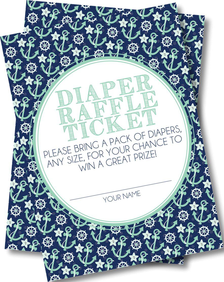 Gender Neutral Nautical Anchor Diaper Raffle Tickets