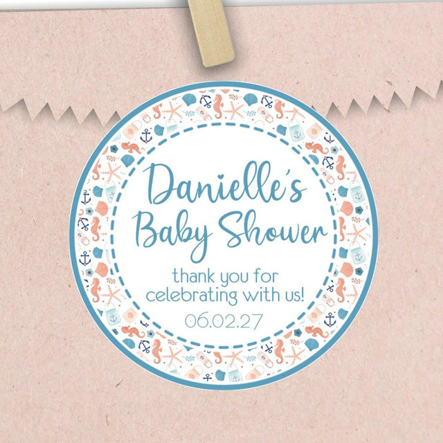 Gender Neutral Nautical Baby Shower Stickers Or Favor Tags