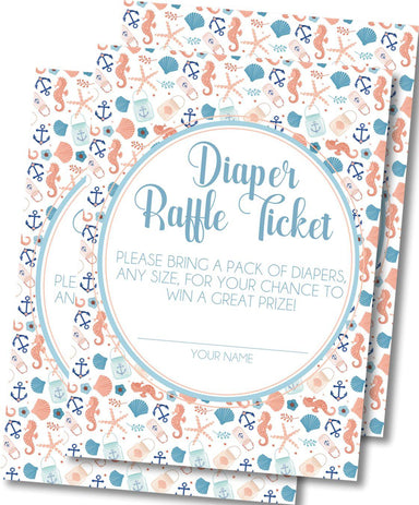 Gender Neutral Nautical Diaper Raffle Tickets